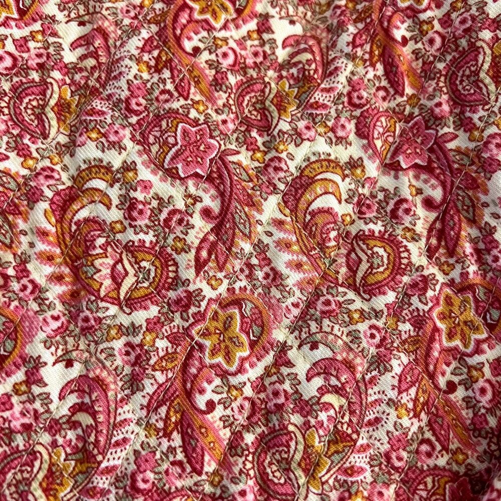 Vintage Laura Ashley Womens Sz Medium Pink Paisley Floral Quilted Coat Jacket - Picture 5 of 9